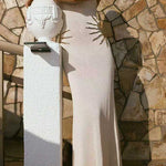 V Neck Sleeveless Knit Maxi Dress with Sequin