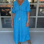 Aisha™ | Comfortable Loose Fit V-Neck Midi Dress