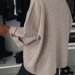 Elegance and Modern Knit Button Detail Half Sleeve Loose Sweater
