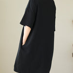 Loose Short Sleeves Split-Joint Round-Neck Mini Dresses