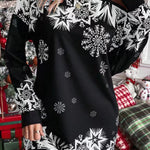 Christmas Snowflake Cold Shoulder Loose Sweatshirt Mini Dress