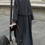 Warm Harvest Knit Button Detail Belted Duster Maxi Cardigan