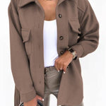 Solid color shirt and loose woolen coat