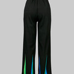 Loose Elasticity Pockets Printed Split-Joint Pants Trousers