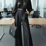 Loose Wide Leg Solid Color Split-Joint Suit Pants