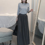 Casual Solid Color Elasticity Waist Pleated Skirts