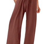 Cotton linen wide-leg drawstring beach pants casual pants