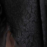 Batwing Sleeves Loose Asymmetric Flower Shape Gauze Jacquard Pleated Solid Color Split-Joint Round-Neck Midi Dresses