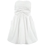 A-Line High Waisted Elasticity Pleated Pockets Solid Color Tube Mini Dresses