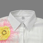 High-Low Loose Asymmetric Floral Printed Split-Joint Split-Side Lapel Blouses