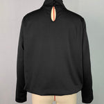 Long Sleeves Loose Buttoned Hollow Printed Split-Joint High Neck Sweatshirt Tops