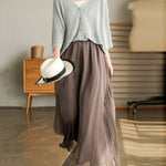 Casual Solid Color Chiffon Column Wide Leg Pants&Skirt