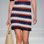 Women's Minimalist, Lightweight Knitted Mini Dress With Colorful Stripes