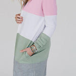 Multicolor Color Block Casual Pocketed Duster Cardigan