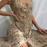 Women's Shift Dress  Short Sleeve Floral Button Front Print Summer
