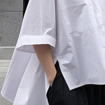 Half Sleeves Loose Buttoned Pockets Solid Color Lapel Blouses&Shirts Tops
