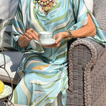 Green Petal Sleeve V-Neck Fashion Dress