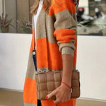 Loose Colorblock Knit Cardigan Jacket