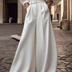 Half Sleeves Loose No Belt Solid Color Deep V-Neck Jumpsuits