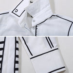 Simple White Black Contrast Color Printed Blouse
