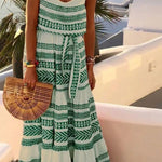 Simian style V-neck printed beach slip dress