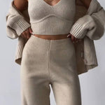 Chic V-neck Knitted Three-piece Set