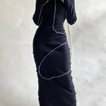 Long Sleeves Plus Size Solid Color Split-Joint Hooded Maxi Dresses