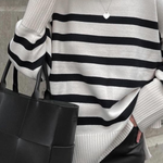 Striped Long Sleeve Crew Neck Pullover Knitted Women's Sweater
