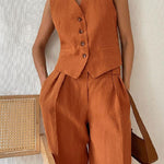 Sleeveless vest low waist pants two piece set