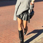 Fashionable Irregular Collar Loose Casual Knitted Sweater