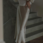 Elegant High Waist Satin Midi Skirt