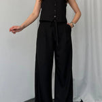 Solid Color Casual Vest Two-piece Set