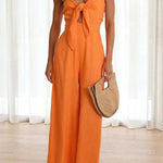 Vrinda Pocketed Adjustable Tie Smocked Back Jumpsuit