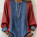 Women'S Casual Color-Block Patchwork Top