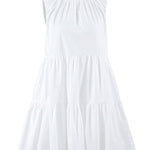 A-Line Loose Pleated Ruffled Solid Color Split-Joint Round-Neck Mini Dresses Shirt Dress