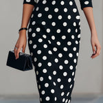 Black & White Polka Dot Midi Sheath Dress