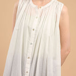 Loose Sleeveless Pleated See-Through Round-Neck Midi Dresses