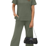 Women's Fashion Comfy Wide Leg 2 Piece Lounge Set