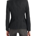 Long Sleeves Buttoned Notched Collar Blazer Outerwear