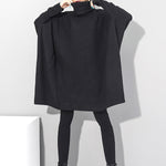 Super Loose Black High-Neck Knitting Batwing Sleeves Sweater Dress