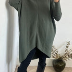 Perfect Winter Walks Knit Turtleneck High-low Hem Loose Midi Sweater
