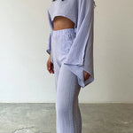 Fantasy Purple Cotton and Linen Two-piece Set