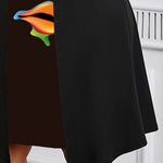 A-Line False Two Buttoned Contrast Color Human Pattern Print Split-Joint Square-Neck Midi Dresses