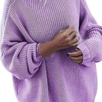 Loose lantern sleeve mid-length sweater