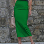 High Waisted Solid Color Zipper Skirts