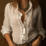 Romantic Boho White Cotton Lace Blouse