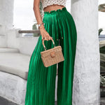 High Waist Casual Pants Drape Pleated Wide Leg Trousers