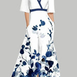 Temperament waist slim fit V-neck long sleeve dress