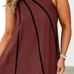 A-Line Loose Split-Joint Round-Neck Maxi Dresses