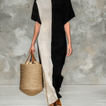 Women's Minimalist Knitted Boat Neck Short-sleeved Maxi Dress
